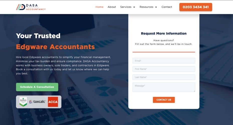 website design for accountant - UK