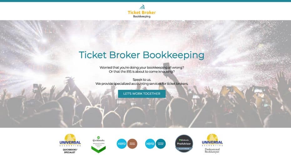 website design for bookkeeper - ticket broker bookkeeping, CO